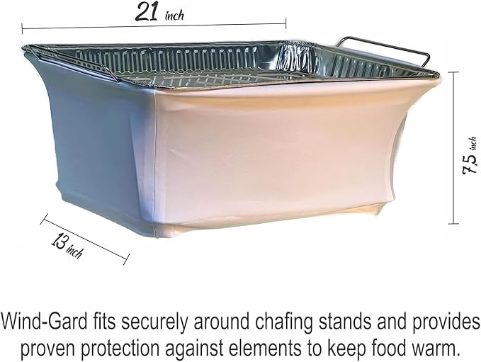 2 Pack Chafer Wind Guard - 'The Original Patented' Chafing Dish Wind Guard - Flame Retardant Sterno Covers - Catering Supplies Buffet Display Accessories for Weddings Events Parties - Creamy White
