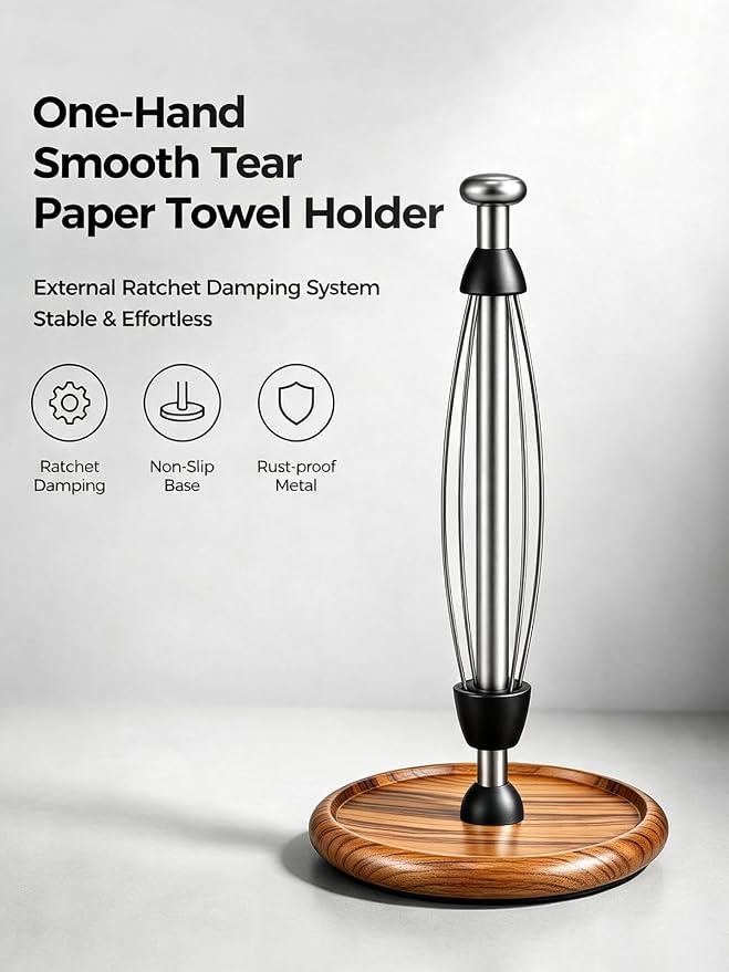 VEHHE Wooden Paper Towel Holder Countertop - Image 2