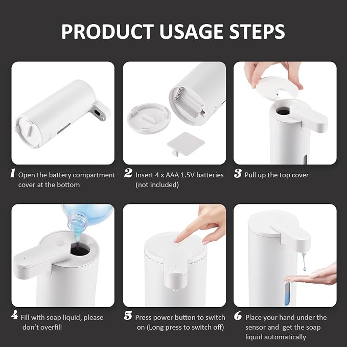 Automatic Soap Dispenser Touchless, 12oz/340ml, 3-Level Adjustable | Dish Soap - Image 7