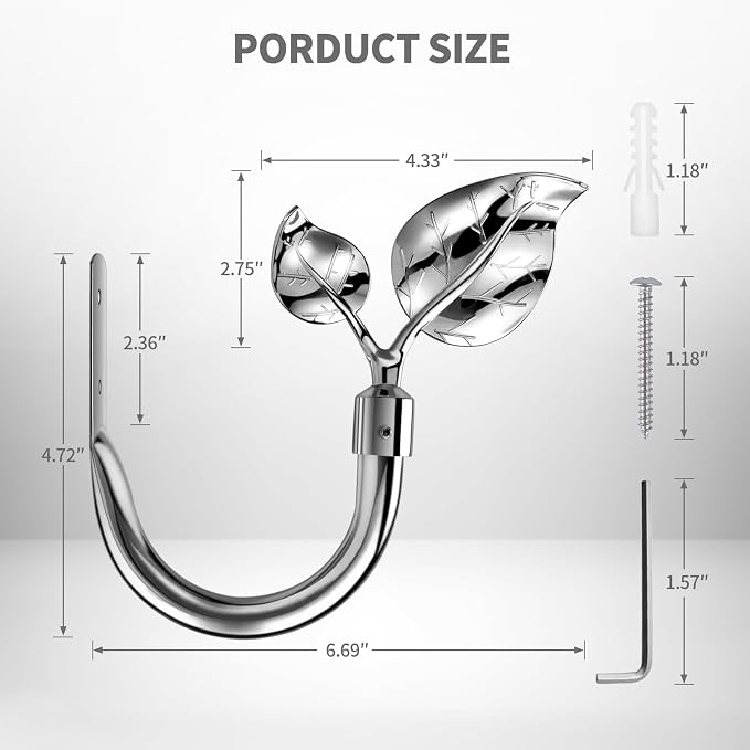 HIKMLK Leaf Shaped Curtain Tieback Holdbacks 2pcs, Handmade Metal Curtain Side - Image 3