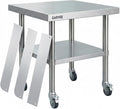 Garvee Stainless Steel Work Table, 24x36x26 Inch Commercial Food Prep Worktable with Wheels, Detachable 3-Sided Backsplash & Height-Adjustable Shelf, Heavy Duty Workbench for Kitchen Restaurant Garage