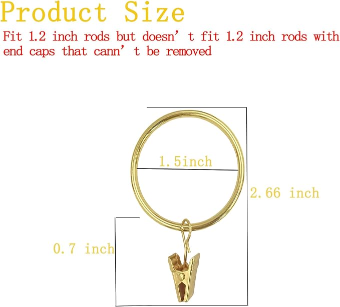 40 Pcs Curtain Rings with Clips, Window Clip Rings Curtain Hooks Hangers Clip - Image 2