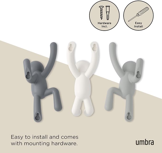 Umbra Buddy Wall Hooks, Decorative Wall Mount Coat Hooks, holds 5lbs per hook - Image 6