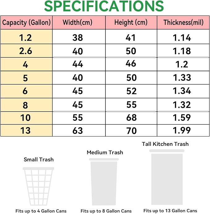 WAIKAS 13 Gallon Trash Bags Drawstring, Garbage Bags, 1.99Mil Thickness - Image 3