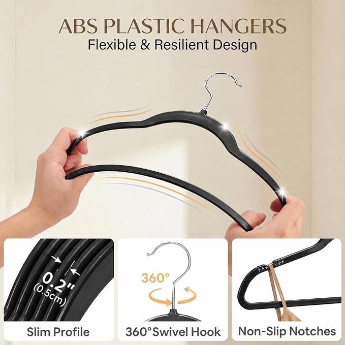 Plastic Hangers 50 Pack, Heavy Duty Plastic Hangers - Image 7