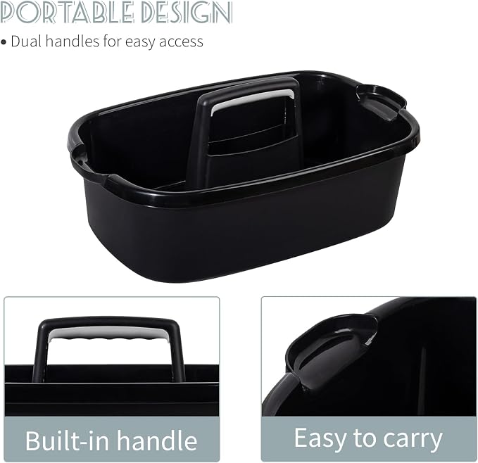 Large Cleaning Supplies Caddy Portable Shower Caddy Basket Black 2 Pack - Image 3