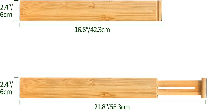 VaeFae 12-Pack Adjustable Bamboo Drawer Dividers, Expandable Drawer Organizer - Image 4