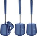 SetSail Toilet Brush and Holder 3 Pack, Self Closing Lid Toilet Bowl Brushes by SetSail
