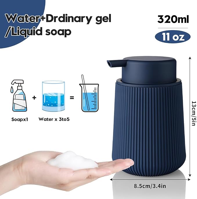 YAUKPH Striped Foaming Hand Soap Dispenser Navy Blue | - Image 2