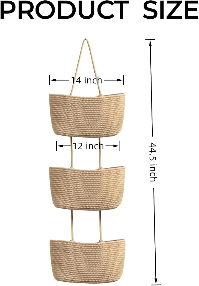 Hanging Basket, Over Door Organizer, 3 -Tier Wall Basket - Image 7