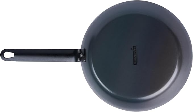 Restaurantware-Met Lux 9.5 Inch Fry Pans, 6 Lightweight Frying Pans - Induction-Ready, Triple-Riveted, Black Carbon Steel Cooking Skillets, Durable, For Searing, Sauteing, And Browning Food