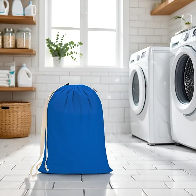 Canvas Laundry Bag with Shoulder Strap & Drawstring - Image 7