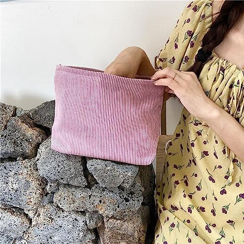 SxoSyo Corduroy Makeup Bags for Women, Large Cosmetic Pouch for Purse - Image 6