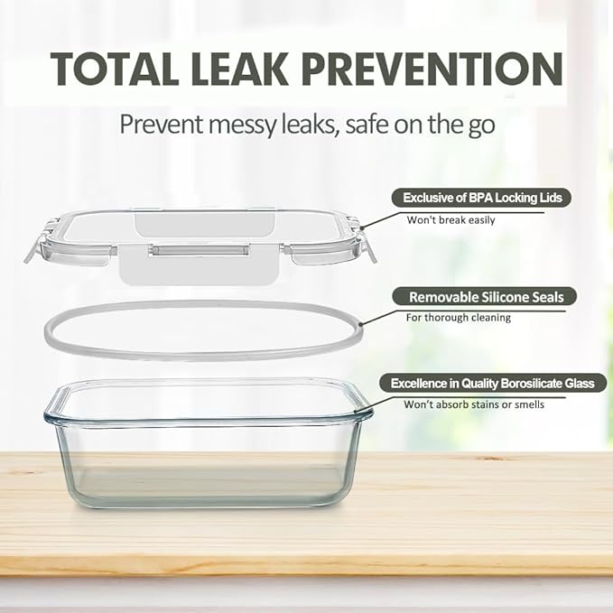 VERONES 12 Packs Glass Food Storage Containers Set - Image 3