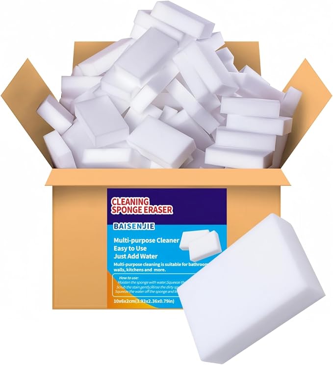 Melamine Sponge, 100 Pack Magic Sponges Eraser Cleaning Pads in Bulk | All by BAISENJIE