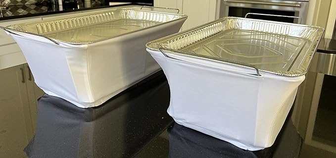 2 Pack Chafer Wind Guard - 'The Original Patented' Chafing Dish Wind Guard - Flame Retardant Sterno Covers - Catering Supplies Buffet Display Accessories for Weddings Events Parties - Creamy White