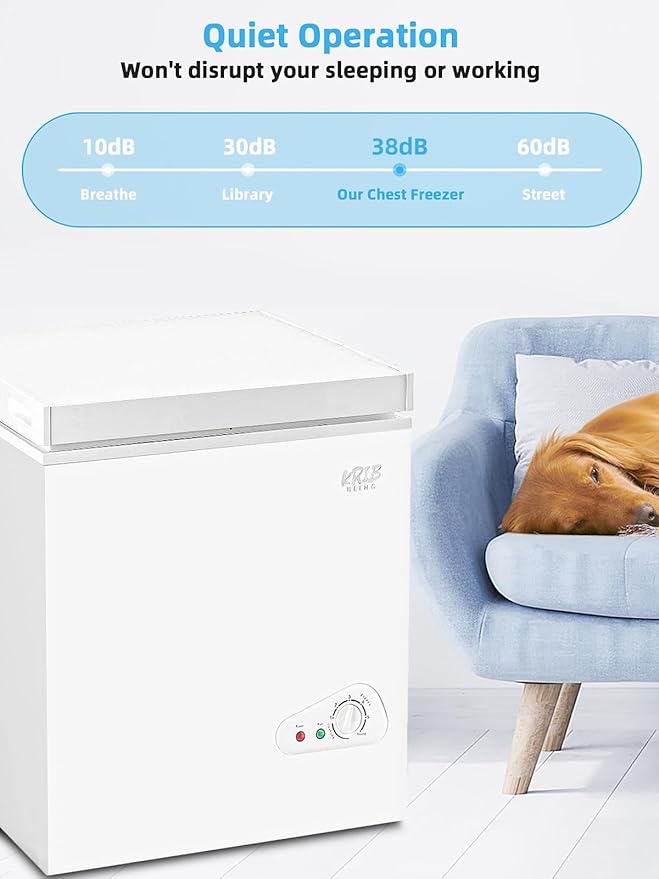 Chest Freezer 3.5 Cu.Ft Mini 7 Gears Temperature Control Compact Deep Freezer with Top Open Door and Removable Storage Basket White