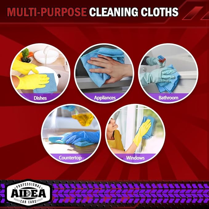 AIDEA Microfiber Cleaning Cloth, Shop Rags 12"×12" | Microfiber Towels - Image 7