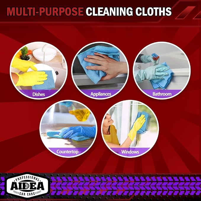 AIDEA Microfiber Cleaning Cloth Blue-50PK, Microfiber Towels - Image 7