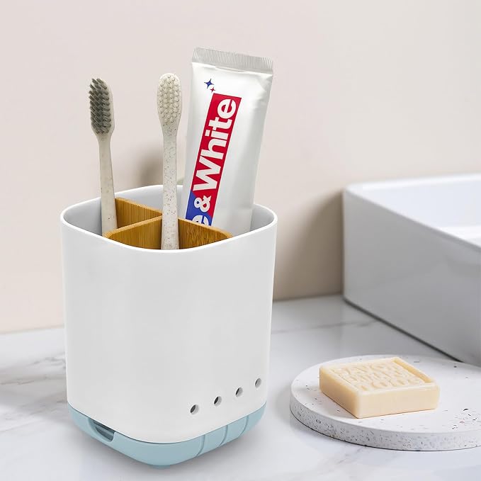 Toothbrush Holder with Bamboo Divider, Detachable - Image 2