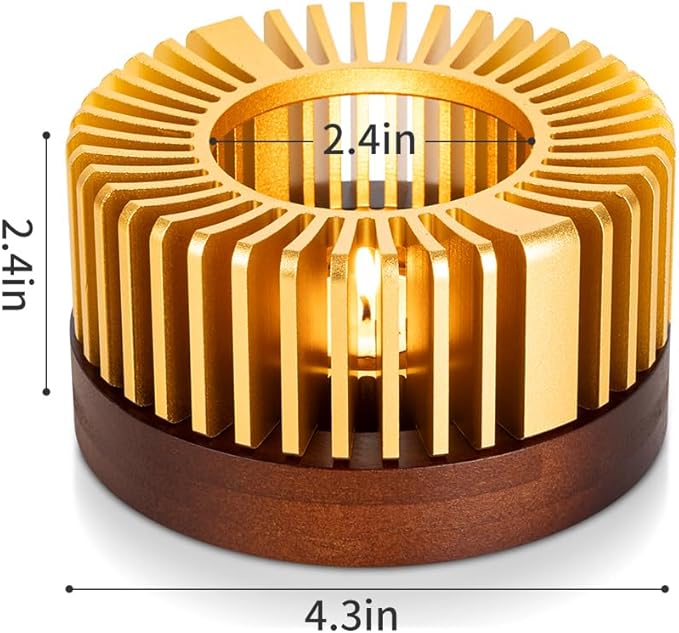 Teapot Warmer, Aluminum Tea Warmer with Wooden Base, Candle Heater for Heating Tea, Coffee, Milk, Food,Camping and Traveling, Universal Teapot Heater (Small-with Wooden Base)