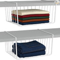 Modern Home Under Shelf Wire Storage Baskets – Hanging Organizer Rack for Cabinet, Pantry, or Closet – White Metal Basket for Kitchen, Towels, or Office – No Tools Required (Set of 2 11")