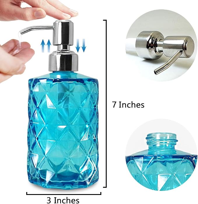 JASAI 12 Oz Diamond Design Soap Dispenser - Image 7