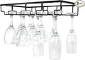 4 Rows Wine Glass Rack Under Cabinet Hanging Stemware Wine Glass Holder Under Shelf, 2 Packs Wire Wine Glasses Racks Hanger for Bar, Kitchen