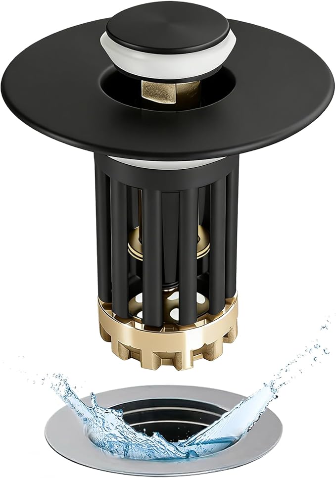 Anlige 3 in 1 Pop Up Bathroom Sink Stopper, Bathroom Sink Drain Strainer by Anlige