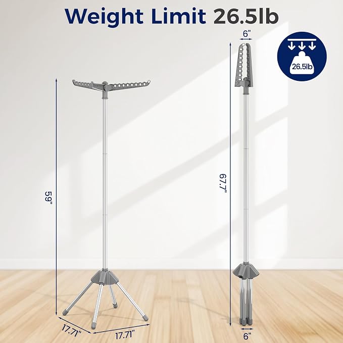 KINGBOARD Clothes Drying Rack, 3 Rotatable Arms | 360° Rotatable Arms, 27 - Image 9