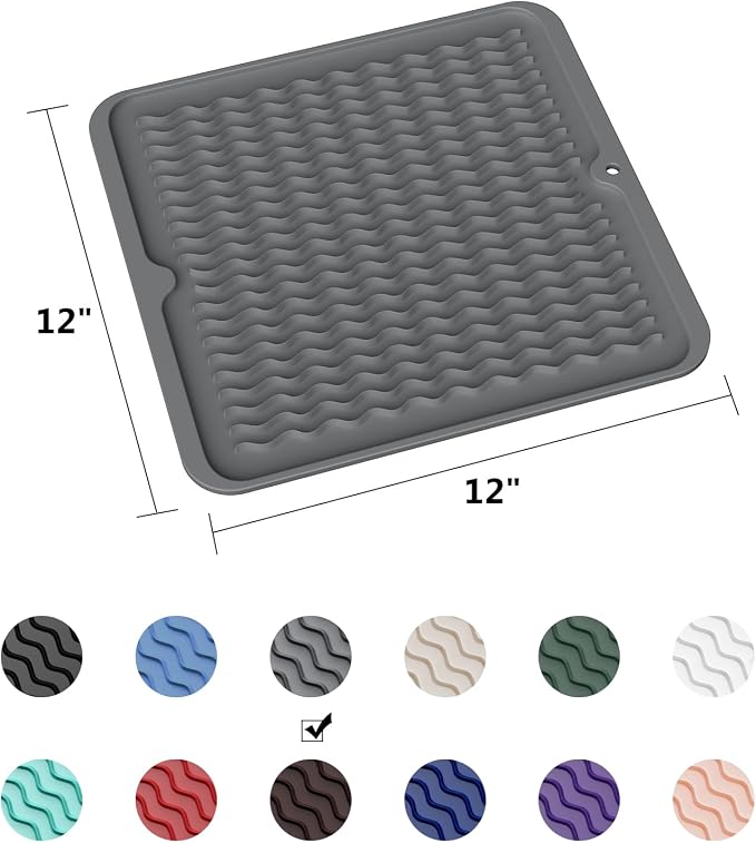 ZLR 4-in-1 Silicone Mat: Air Fryer & Coffee Maker, Dark Gray | Dish Drying Mat - Image 6