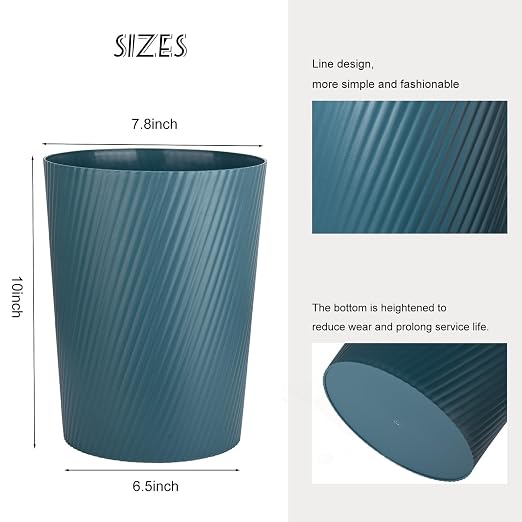 Small Bathroom Trash Can Wastebasket Garbage Can, 1.8 Gallon, Bluish Green | - Image 5