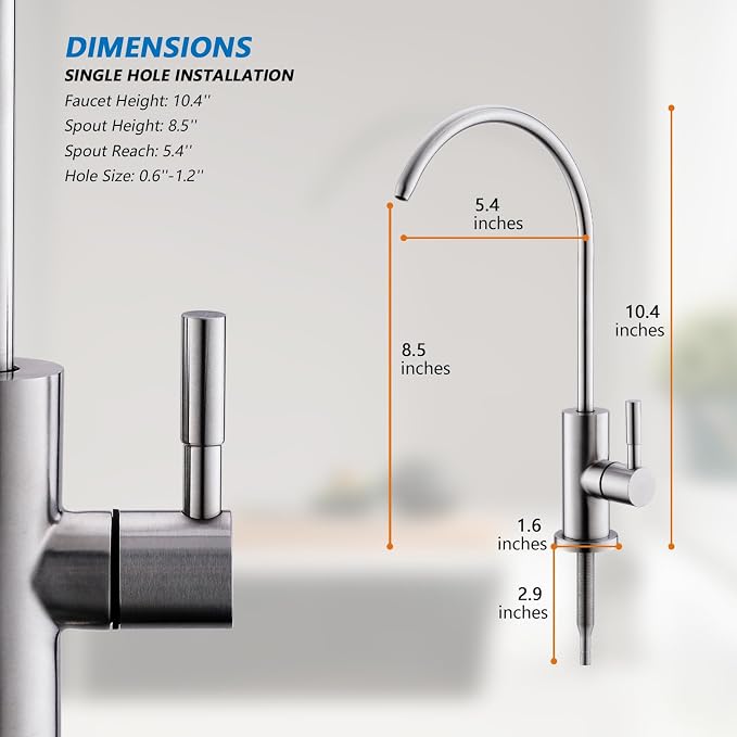 WEWE Drinking Water Faucet for RO System, Non-Air Gap, Brushed Nickel | - Image 4