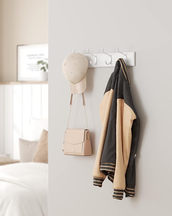 SONGMICS Wall-Mounted Coat Rack, Hook Rack, 8 Dual Metal Hooks, in the Entryway - Image 3