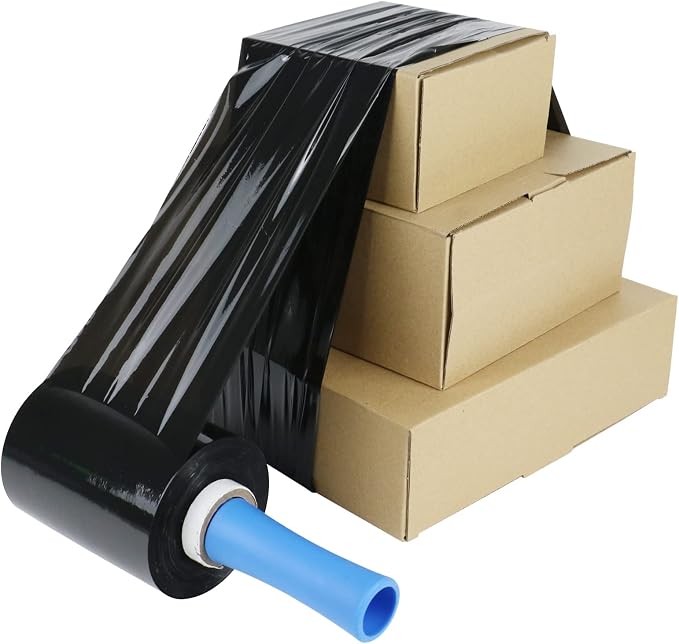 BOMEI PACK Mini Black Industrial Stretch Wrap Film 2 Pack 5" x 1000ft Roll - Image 2