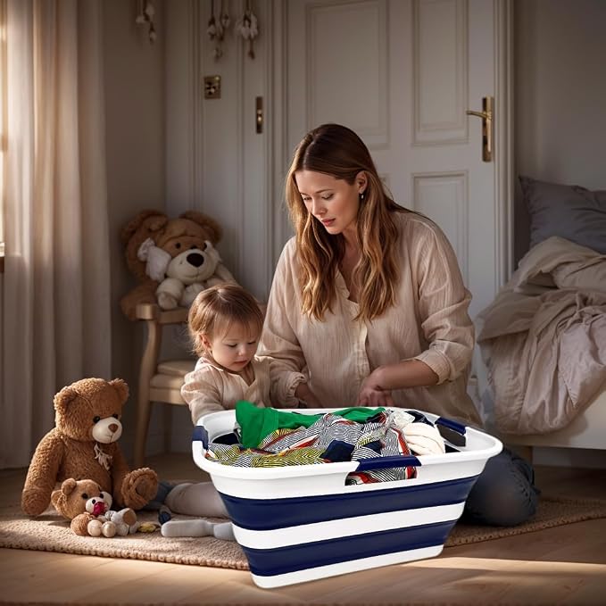 SAMMART 42 Collapsible Plastic Laundry Basket, Foldable Pop Up Storage - Image 4