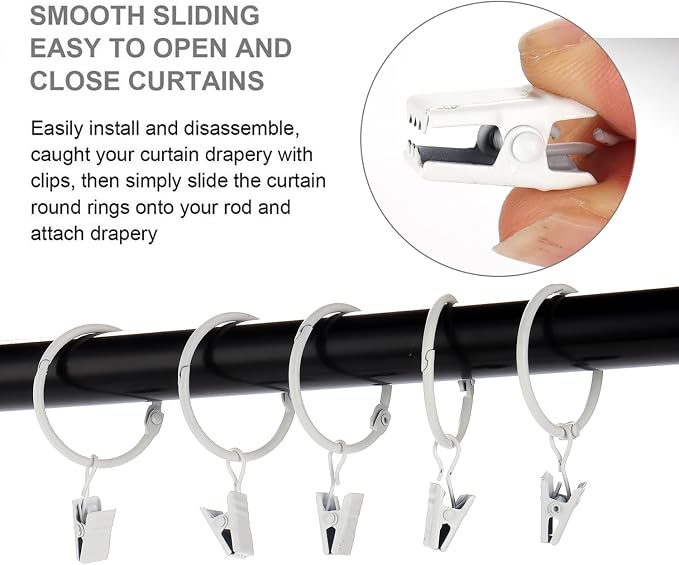 40 Pack Rings Curtain Clips Rustproof Metal Window Drapery Decorative Clips - Image 4