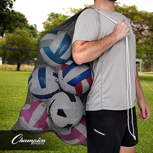 Champion Sports Mesh Equipment Bag – Heavy-Duty Nylon Drawstring Bag - Image 2