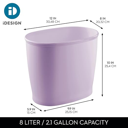 iDesign Slim Plastic Bathroom Trash Can, - Image 3