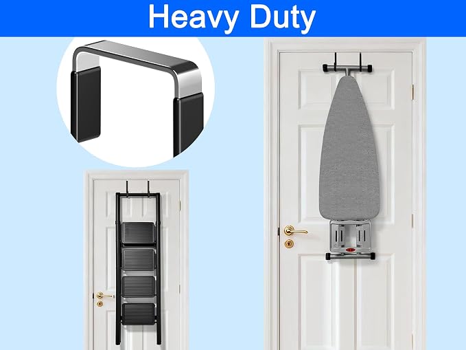 Single Over Door Steel Hooks 4 Pack Fit 1-3/8" Door 5.5" Black | Plastic Coated - Image 4