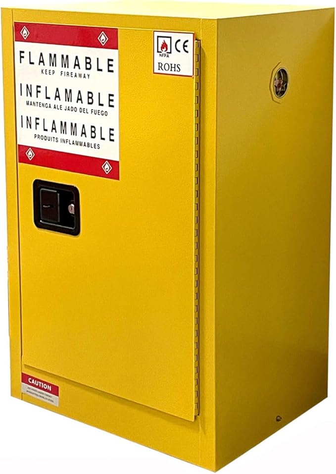 Hazardous Storage Cabinet, 23.2" W x 18.1" D x 35.3" H, Suitable for Storing up to 24 Gallons, Chemical Fireproof Cabinet, Featuring 2 Adjustable Shelves, Designed for Industrial Applications