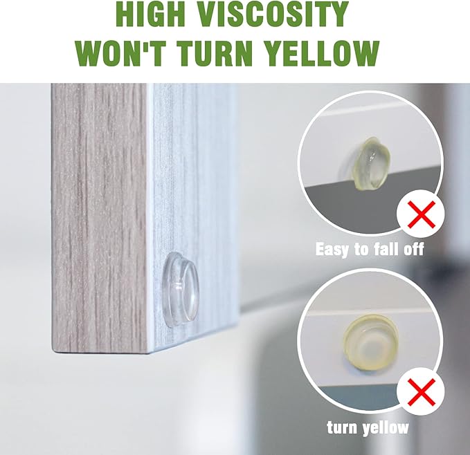 Super High Viscosity Cabinet Door Bumpers -250 pcs 1/2”Diameter Clear Adhesive Pads New PU Material Glass Hardware Bumpers for Drawers, Glass Tops, Small Furniture(250pcs)