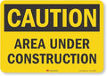 "Caution - Area Under Construction" Label by SmartSign | 7" x 10" 3M Reflective Laminated Vinyl