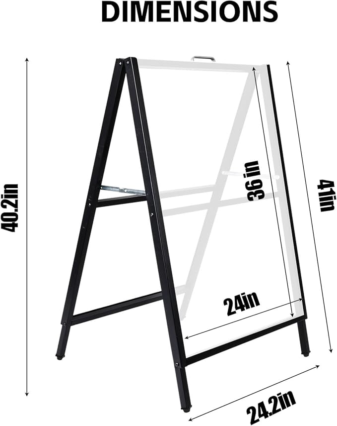 USCNC 3 PACK 24 x 36 Inch A Frame Sign Double-Sided Folding Sandwich Board Heavy Duty Slide-in Sidewalk Signboard for Outdoor Street Advertising Poster(Frame only，No white board)