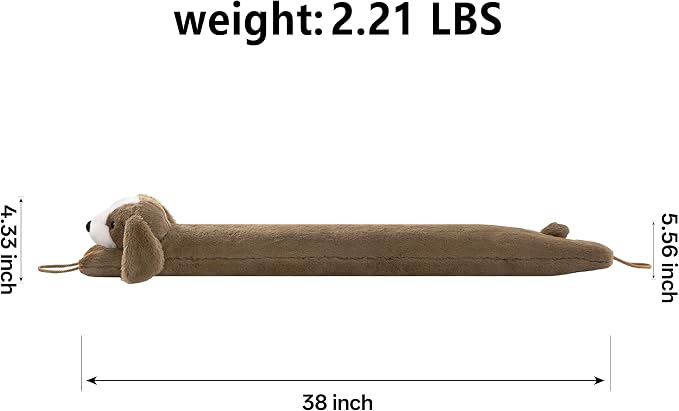 habibee Door Draft Stopper, Weighted Noise Blocker 38 in Brown Dog | Soft Faux - Image 2
