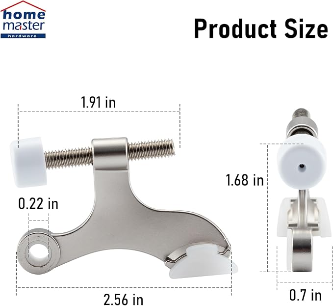 Hinge Pin Door Stop, Adjustable Door Stopper Hinge, 12 Pack | Heavy Duty Zinc - Image 2