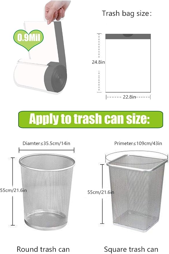 Besli 10 Gallon Drawstring Trash Bag Garbage Bag Trash Can Liner, 0.9 Mil - Image 7