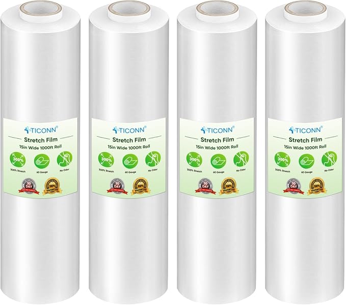 TICONN Stretch Wrap Roll, 15 in x 1000 ft Plastic Wrap by TICONN