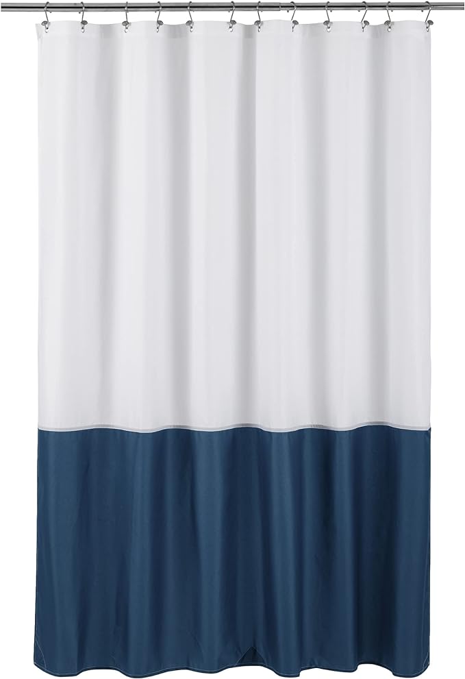 ALYVIA SPRING Waterproof Fabric Shower Curtain or Liner White/Navy by ALYVIASPRING