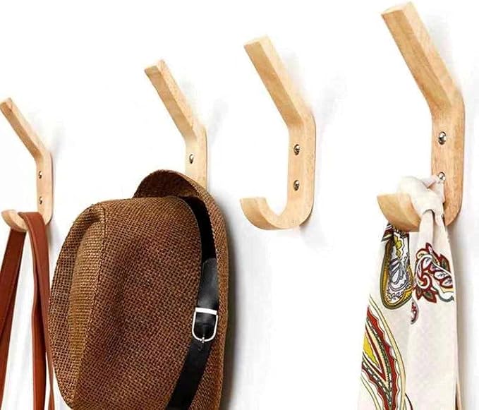 Wood Wall Hooks 4 Pack Organizer Heavy Duty Coat Hooks - Image 5